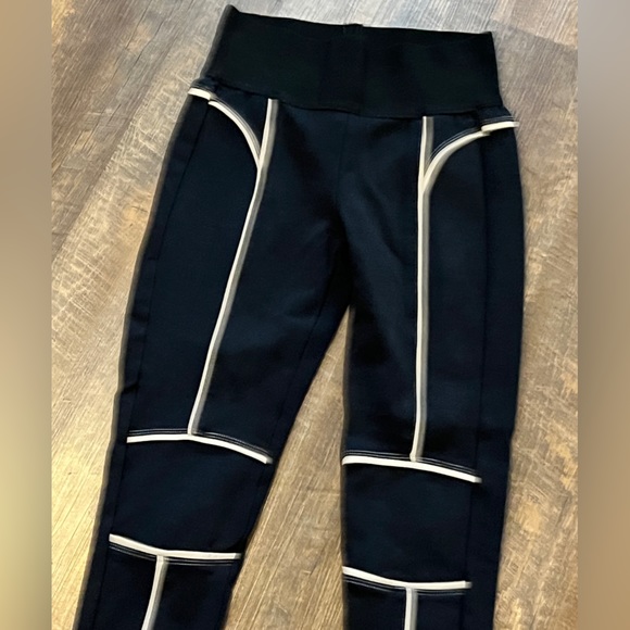 Maniere De Voir black silver trim leggings Size 8 - Picture 2 of 9